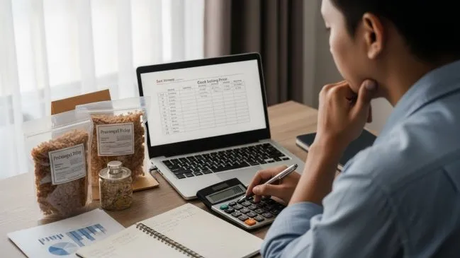 harga jual UMKM, rumus HPP produk, markup harga jual, harga psikologis UMKM, strategi pricing bisnis kecil, hitung keuntungan UMKM, harga kompetitif logistik
